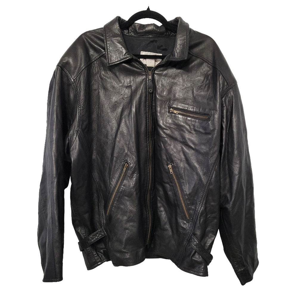 M Julian Wilsons Leather Men's Genuine Leather Jacket Coat Size XL Black Vintage